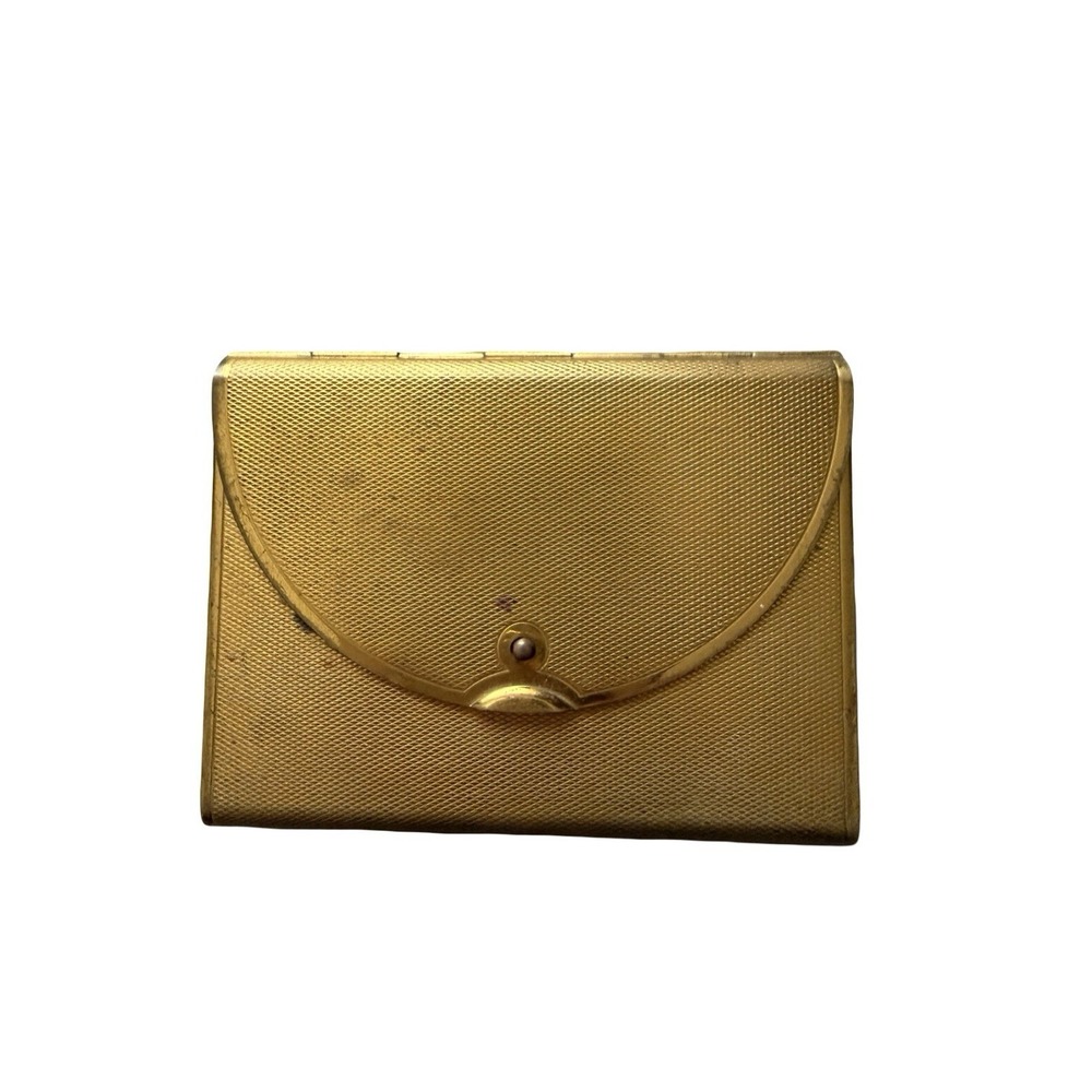 Vintage Coty Envelope Gold-Tone Folding Powder Compact with Mirror & Case